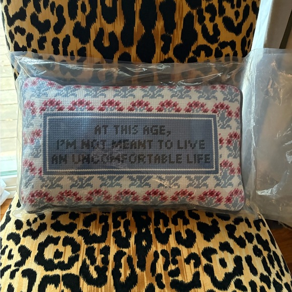 NWT Furbish Studio Uncomfortable Life Needlepoint Pillow - Picture 3 of 4